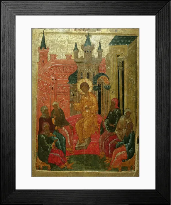 Framed Print : Prepolowenie (Christ among the Doctors), 15th century. Artist: Russian icon Framed Print : Prepolowenie (Christ among the Doctors), 15th century. Artist: Russian icon