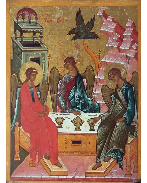 The Holy Trinity, 15th century. Artist: Russian icon