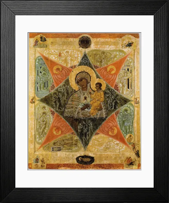 Framed Print : Mother of God of the Burning Bush, 16th century. Artist: Russian icon Framed Print : Mother of God of the Burning Bush, 16th century. Artist: Russian icon