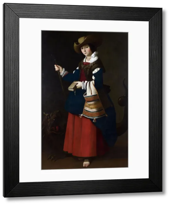 Framed Print : Saint Margaret, 1630-1634. Artist: Zurbaran, Francisco, de (1598-1664) Framed Print : Saint Margaret, 1630-1634. Artist: Zurbaran, Francisco, de (1598-1664)