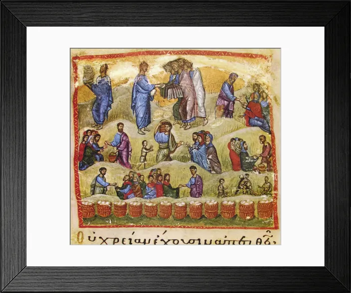 Framed Print : The Miracle of the Five Loaves and Two Fishes, 13th century. Artist: Byzantine Master Framed Print : The Miracle of the Five Loaves and Two Fishes, 13th century. Artist: Byzantine Master