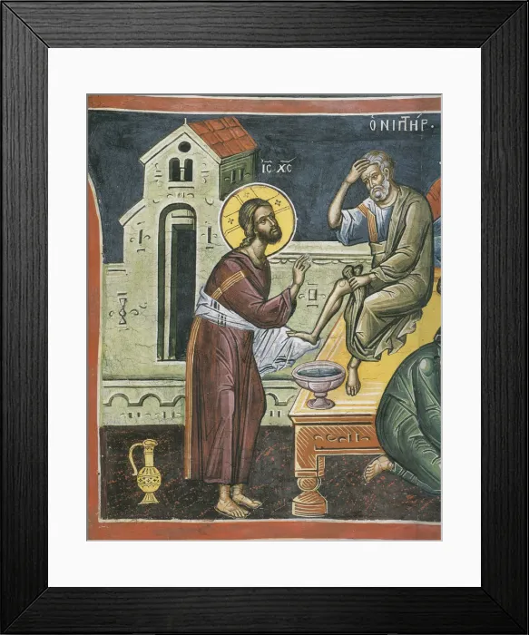 Framed Print : Christ Washing the Feet of the Apostles, 16th century. Artist: Byzantine Master Framed Print : Christ Washing the Feet of the Apostles, 16th century. Artist: Byzantine Master