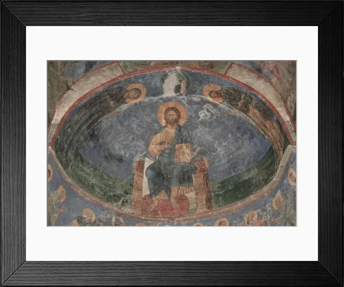 Framed Print : Christ Enthroned (Saviour of the World), 12th century. Artist: Ancient Russian frescos Framed Print : Christ Enthroned (Saviour of the World), 12th century. Artist: Ancient Russian frescos