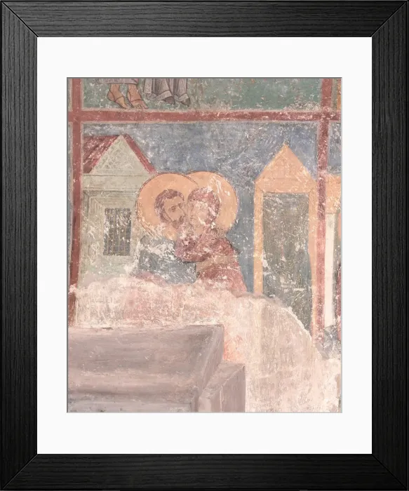 Framed Print : Meeting of Saints Joachim and Anne at the Golden Gate, 12th century. Artist: Ancient Russian frescos Framed Print : Meeting of Saints Joachim and Anne at the Golden Gate, 12th century. Artist: Ancient Russian frescos