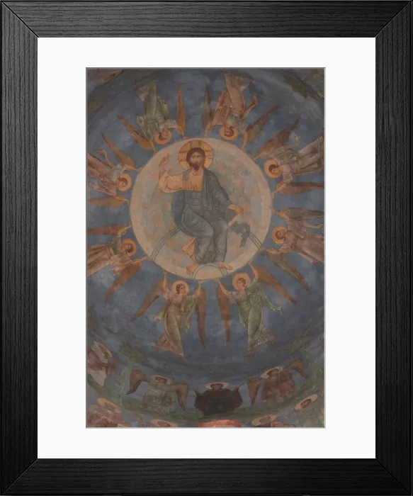 Framed Print : The Ascension of Christ, 12th century. Artist: Ancient Russian frescos Framed Print : The Ascension of Christ, 12th century. Artist: Ancient Russian frescos