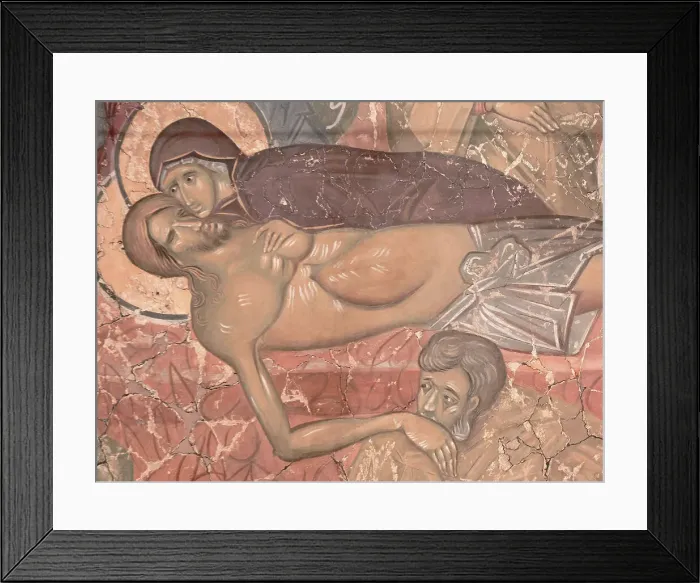 Framed Print : The Entombment of Christ, ca 1380. Artist: Ancient Russian frescos Framed Print : The Entombment of Christ, ca 1380. Artist: Ancient Russian frescos
