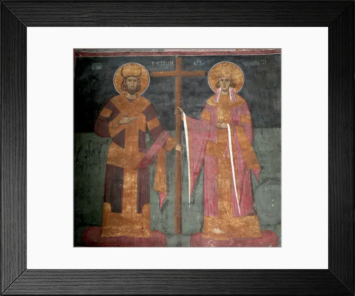 Framed Print : Exaltation of the Cross. Saints Constantine the Great and Helena, ca 1350. Artist: Anonymous Framed Print : Exaltation of the Cross. Saints Constantine the Great and Helena, ca 1350. Artist: Anonymous