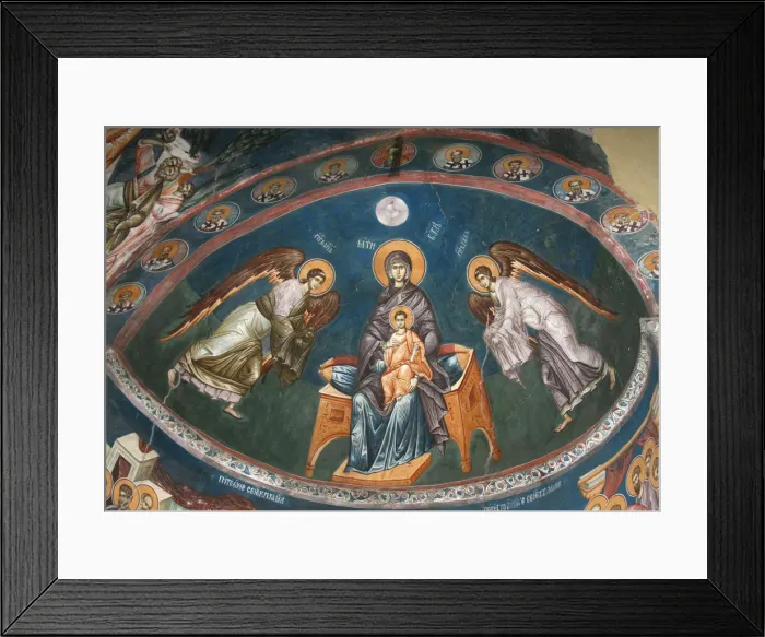 Framed Print : The Virgin Enthroned with Christ Emmanuel with Archangels Michael und Gabriel, 14th century. Artist: Anonymous Framed Print : The Virgin Enthroned with Christ Emmanuel with Archangels Michael und Gabriel, 14th century. Artist: Anonymous