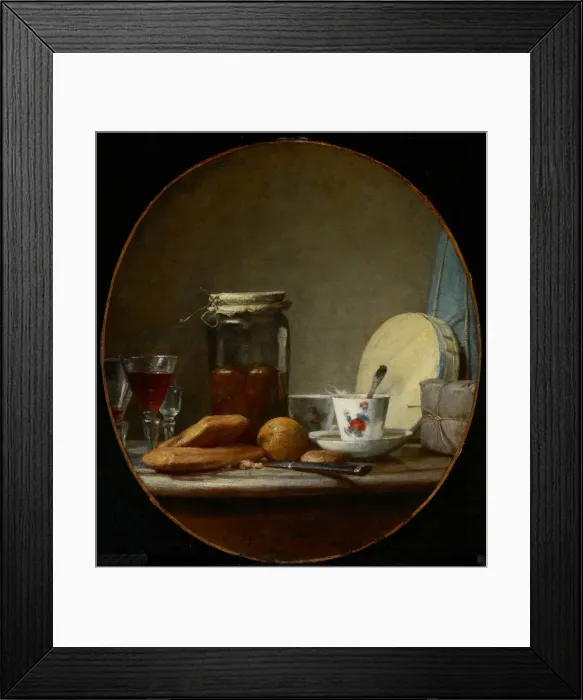 Framed Print : Jar of Apricots, 1758. Artist: Chardin, Jean-Baptiste Simeon (1699-1779) Framed Print : Jar of Apricots, 1758. Artist: Chardin, Jean-Baptiste Simeon (1699-1779)