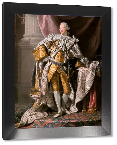 Portrait of the King George III of the United Kingdom (1738-1820) in his Coronation Robes, ca 1770. Artist: Ramsay (1713-1784)