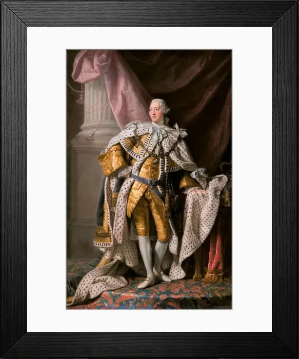 Framed Print : Portrait of the King George III of the United Kingdom (1738-1820) in his Coronation Robes, ca 1770. Artist: Ramsay (1713-1784) Framed Print : Portrait of the King George III of the United Kingdom (1738-1820) in his Coronation Robes, ca 1770. Artist: Ramsay (1713-1784)