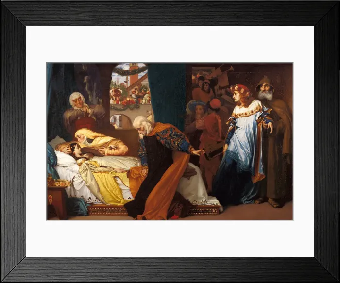 Framed Print : The feigned death of Juliet, 1856-1858. Artist: Leighton, Frederic, 1st Baron Leighton (1830-1896) Framed Print : The feigned death of Juliet, 1856-1858. Artist: Leighton, Frederic, 1st Baron Leighton (1830-1896)