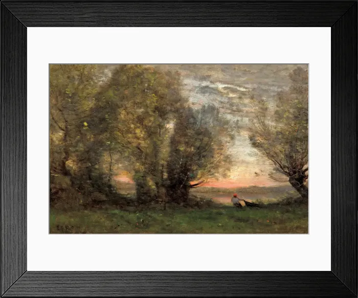 Framed Print : The fisherman, evening effect, ca 1860-1870. Artist: Corot, Jean-Baptiste Camille (1796-1875) Framed Print : The fisherman, evening effect, ca 1860-1870. Artist: Corot, Jean-Baptiste Camille (1796-1875)