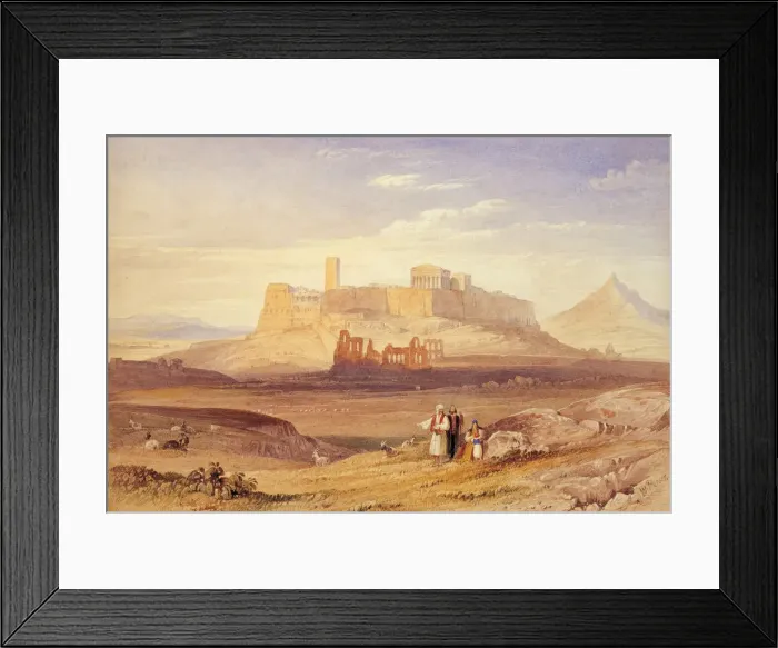 Framed Print : View of Athens with the Acropolis and the Odeon of Herodes Atticus, First quarter of 19th cen Artist: Purser, William (1789-1852) Framed Print : View of Athens with the Acropolis and the Odeon of Herodes Atticus, First quarter of 19th cen Artist: Purser, William (1789-1852)