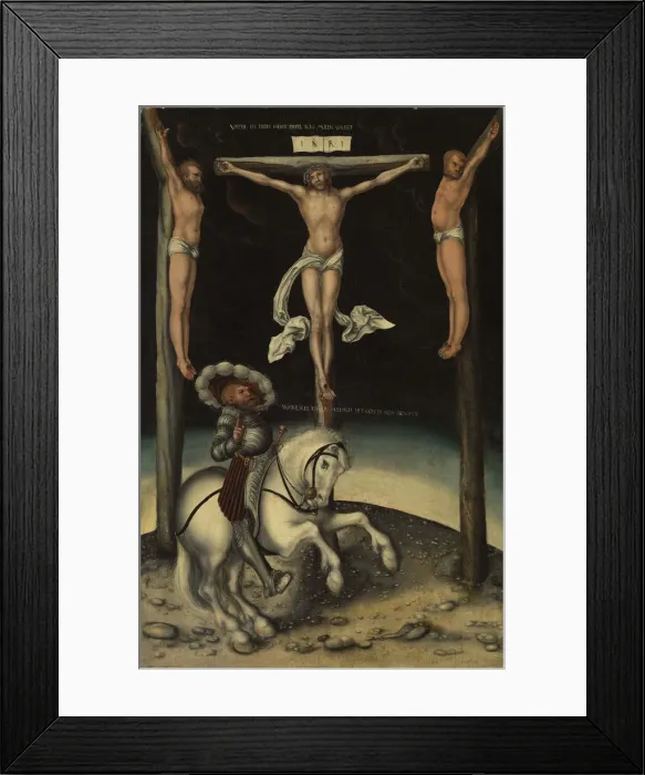 Framed Print : The centurion Longinus among the crosses of Christ and the two thieves, 1539. Artist: Cranach, Lucas, the Elder (1472-1553) Framed Print : The centurion Longinus among the crosses of Christ and the two thieves, 1539. Artist: Cranach, Lucas, the Elder (1472-1553)