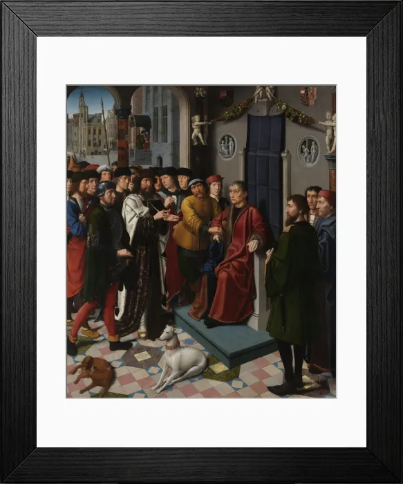 Framed Print : The Judgment of Cambyses (left panel), 1498. Artist: David, Gerard (ca. 1460-1523) Framed Print : The Judgment of Cambyses (left panel), 1498. Artist: David, Gerard (ca. 1460-1523)