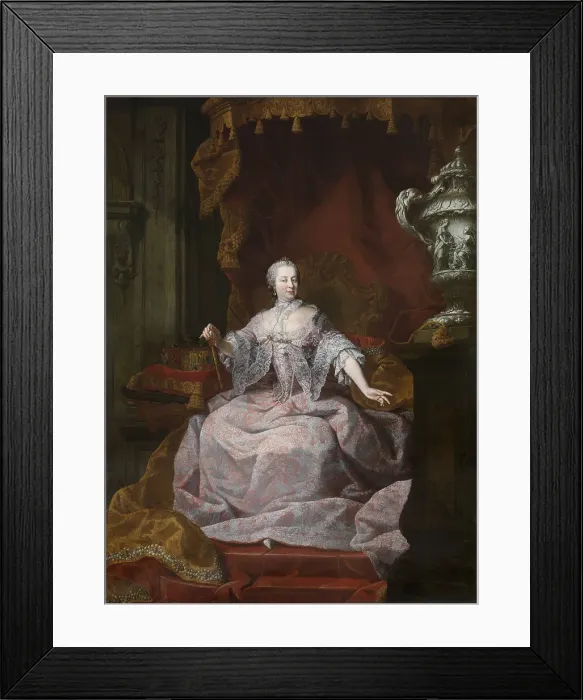 Framed Print : Portrait of Empress Maria Theresia of Austria (1717-1780), 1750s. Artist: Visch, Matthias de (1702-1765) Framed Print : Portrait of Empress Maria Theresia of Austria (1717-1780), 1750s. Artist: Visch, Matthias de (1702-1765)