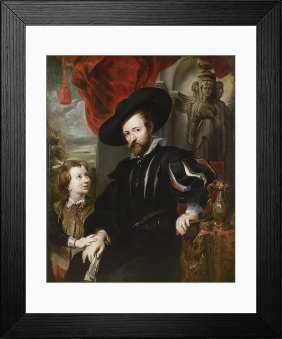 Framed Print : Portrait of Peter Paul Rubens with his son Albert, Mid of 17th cen Artist: Rubens, Peter Paul, (School) Framed Print : Portrait of Peter Paul Rubens with his son Albert, Mid of 17th cen Artist: Rubens, Peter Paul, (School)