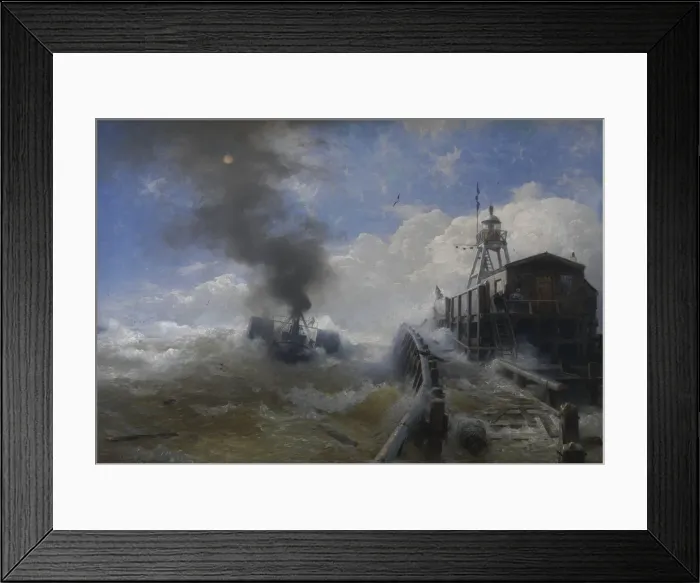 Framed Print : Towboat leaving the port of Ostend at heyday, before 1882. Artist: Achenbach, Andreas (1815-1910) Framed Print : Towboat leaving the port of Ostend at heyday, before 1882. Artist: Achenbach, Andreas (1815-1910)