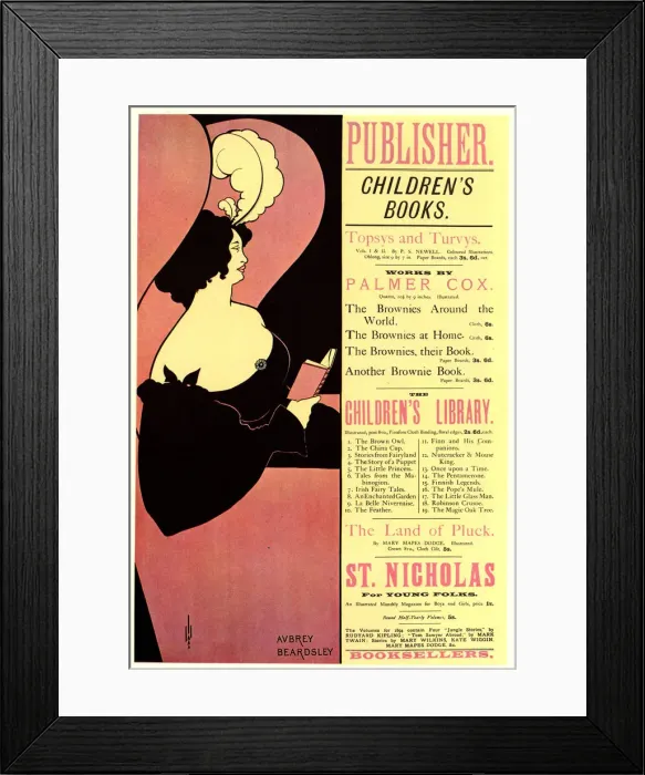 Framed Print : Publisher. Childrens Books, 1894. Artist: Beardsley, Aubrey (1872?1898)