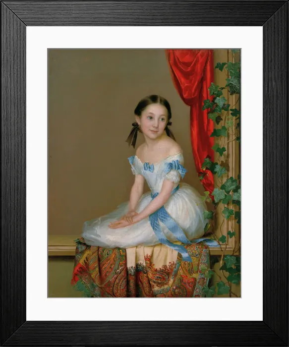 Framed Print : Girl with a cashmere scarf (Portrait of Princess Abamelek-Lazareva), after 1839. Artist: Schwede, Robert (1806-1871) Framed Print : Girl with a cashmere scarf (Portrait of Princess Abamelek-Lazareva), after 1839. Artist: Schwede, Robert (1806-1871)