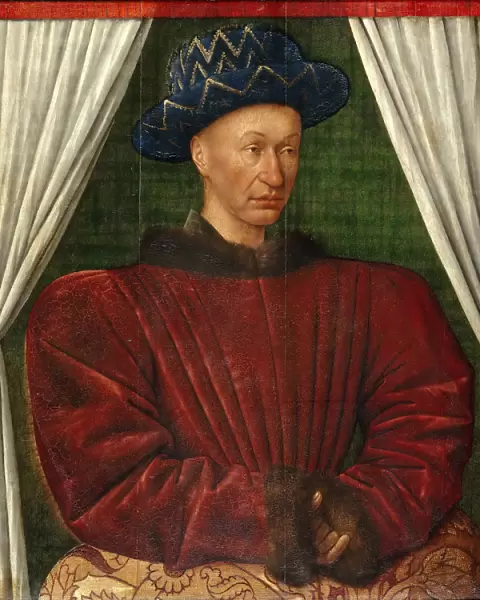 Portrait of the King Charles VII of France, 1445-1450. Artist: Fouquet, Jean (1420?1481)