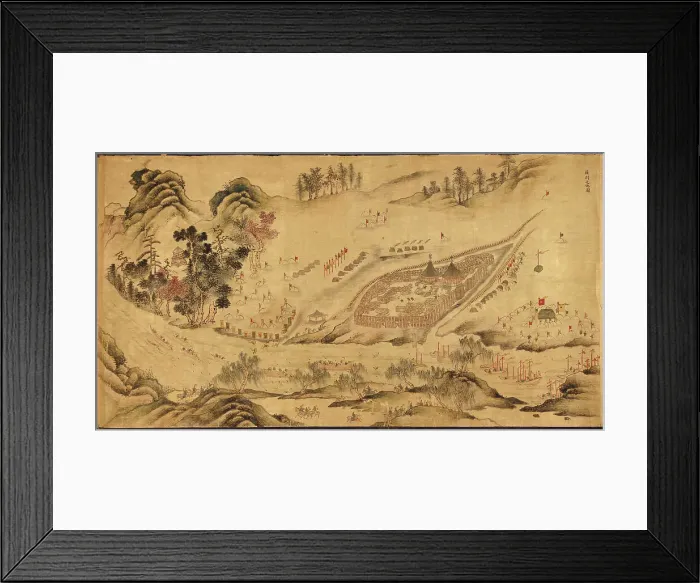 Framed Print : Map with a Russian camp in Eastern Siberia, 1689-1722. Artist: Chinese Master Framed Print : Map with a Russian camp in Eastern Siberia, 1689-1722. Artist: Chinese Master
