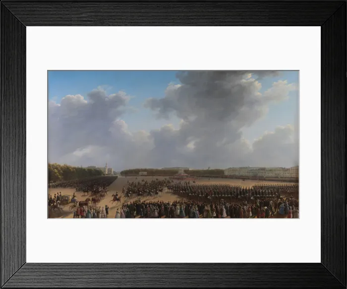 Framed Print : Parade Celebrating the End of Military Action in the Kingdom of Poland on Tsaritsa Meadow in St Pete Artist: Chernetsov, Grigori Grigorievich (1802-1865) Framed Print : Parade Celebrating the End of Military Action in the Kingdom of Poland on Tsaritsa Meadow in St Pete Artist: Chernetsov, Grigori Grigorievich (1802-1865)