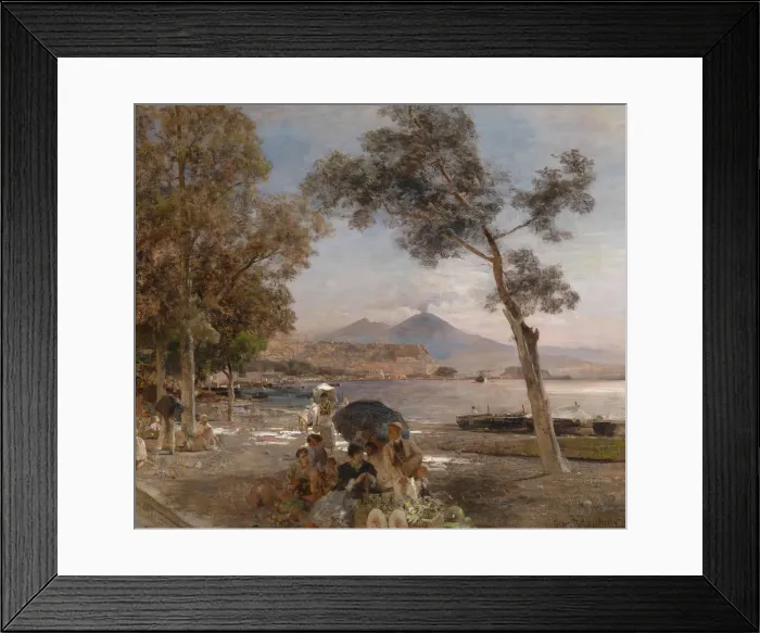 Framed Print : Evening mood at the Bay of Naples, 1888. Artist: Achenbach, Oswald (1827-1905) Framed Print : Evening mood at the Bay of Naples, 1888. Artist: Achenbach, Oswald (1827-1905)
