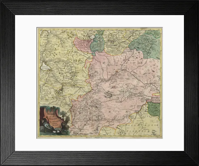 Framed Print : Map of Moscow governorate and parts of nearest provinces, 1745. Artist: Anonymous master Framed Print : Map of Moscow governorate and parts of nearest provinces, 1745. Artist: Anonymous master