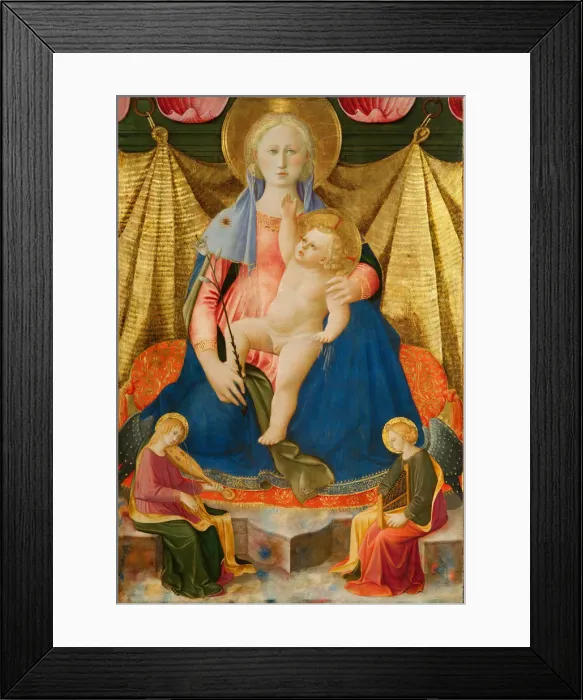 Framed Print : Madonna of Humility with Two Musician Angels, c. 1450. Artist: Strozzi, Zanobi (1412-1468) Framed Print : Madonna of Humility with Two Musician Angels, c. 1450. Artist: Strozzi, Zanobi (1412-1468)