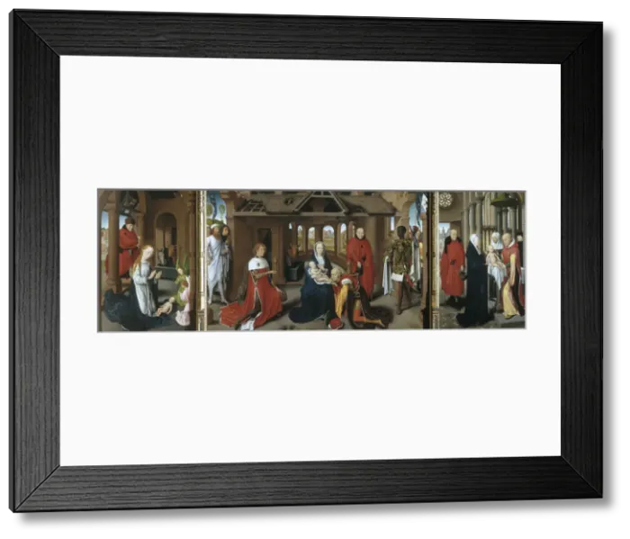 Framed Print : Nativity. The Adoration of the Magi. The Presentation of Jesus at the Temple, 1479-1480. Artist: Memling, Hans (1433 / 40-1494) Framed Print : Nativity. The Adoration of the Magi. The Presentation of Jesus at the Temple, 1479-1480. Artist: Memling, Hans (1433 / 40-1494)