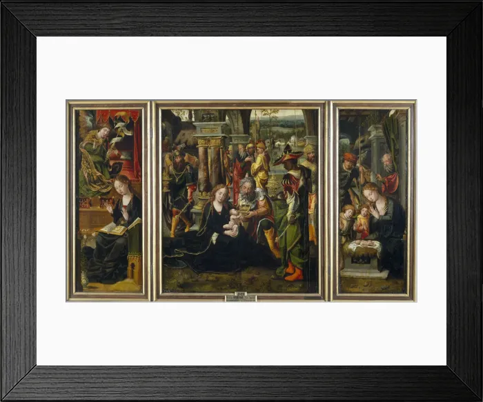 Framed Print : The Annunciation. The Adoration of the Magi. The Adoration of the Shepherds, Second Quarter of the 1 Artist: Coecke van Aelst, Pieter, the Elder (1502-1550) Framed Print : The Annunciation. The Adoration of the Magi. The Adoration of the Shepherds, Second Quarter of the 1 Artist: Coecke van Aelst, Pieter, the Elder (1502-1550)