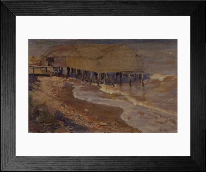 Framed Print : A bath house at the beach. Artist: Kuznetsov, Nikolai Dmitrievich (1850-1929)