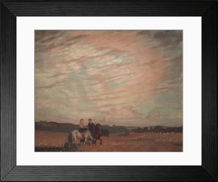Framed Print : Self-portrait with the wife on horseback, 1915. Artist: Kustodiev, Boris Michaylovich (1878-1927) Framed Print : Self-portrait with the wife on horseback, 1915. Artist: Kustodiev, Boris Michaylovich (1878-1927)