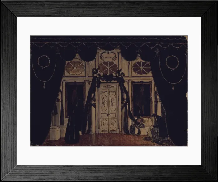 Framed Print : Stage design for the theatre play The Masquerade by M. Lermontov, 1917. Artist: Golovin, Alexander Yakovlevich (1863-1930) Framed Print : Stage design for the theatre play The Masquerade by M. Lermontov, 1917. Artist: Golovin, Alexander Yakovlevich (1863-1930)