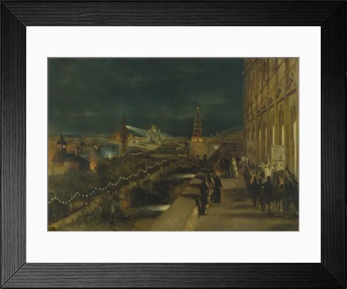 Framed Print : Illumination of Moscow on the occasion of the Coronation of Emperor Alexander III on 15th May 1883. Artist: Makovsky, Nikolai Yegorovich (1842-1886) Framed Print : Illumination of Moscow on the occasion of the Coronation of Emperor Alexander III on 15th May 1883. Artist: Makovsky, Nikolai Yegorovich (1842-1886)