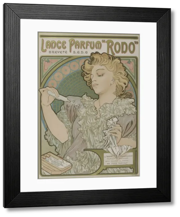 Framed Print : Lance Parfum Rodo. Artist: Mucha, Alfons Marie (1860-1939) Framed Print : Lance Parfum Rodo. Artist: Mucha, Alfons Marie (1860-1939)