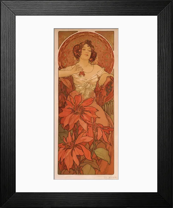 Framed Print : Ruby (From the series The gems). Artist: Mucha, Alfons Marie (1860-1939) Framed Print : Ruby (From the series The gems). Artist: Mucha, Alfons Marie (1860-1939)