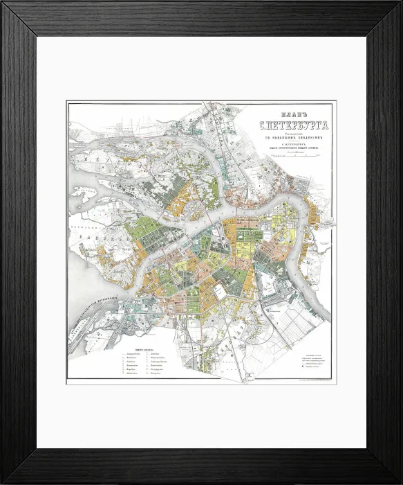 Framed Print : Map of Petersburg. Artist: Anonymous master Framed Print : Map of Petersburg. Artist: Anonymous master