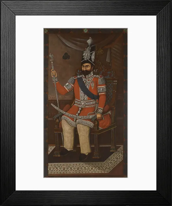 Framed Print : Portrait of Mohammad Shah Qajar (1810-1848). Artist: Iranian master Framed Print : Portrait of Mohammad Shah Qajar (1810-1848). Artist: Iranian master