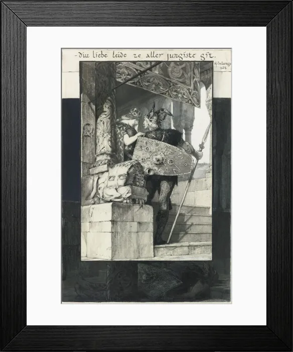 Framed Print : Sigfried and Kriemhild. Artist: Stuck, Franz, Ritter von (1863-1928) Framed Print : Sigfried and Kriemhild. Artist: Stuck, Franz, Ritter von (1863-1928)