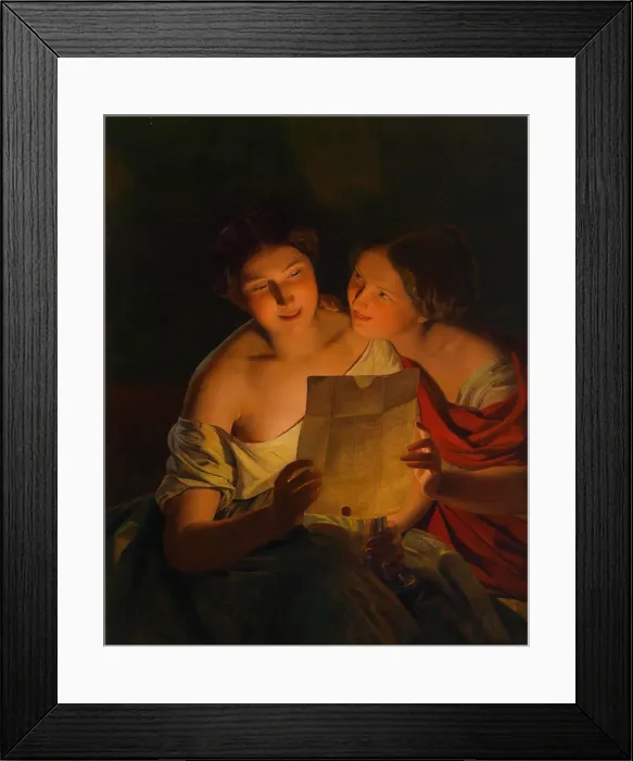Framed Print : Love letter. Artist: Waldmuller, Ferdinand Georg (1793-1865) Framed Print : Love letter. Artist: Waldmuller, Ferdinand Georg (1793-1865)