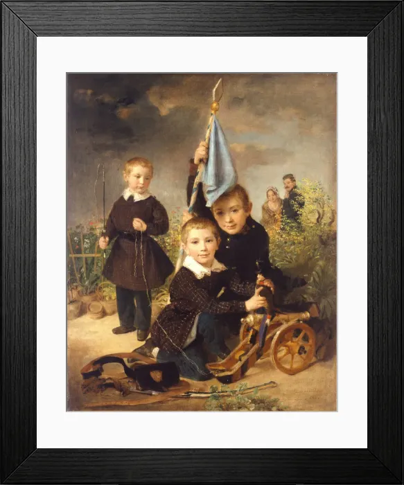 Framed Print : Childrens soldier games. Artist: Reiter, Johann Baptist (1813-1890) Framed Print : Childrens soldier games. Artist: Reiter, Johann Baptist (1813-1890)