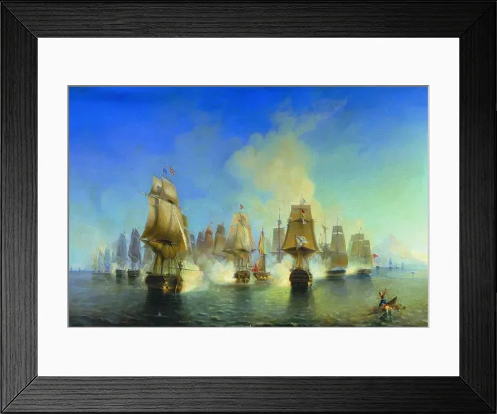 Framed Print : The naval Battle of Athos. Artist: Bogolyubov, Alexei Petrovich (1824-1896) Framed Print : The naval Battle of Athos. Artist: Bogolyubov, Alexei Petrovich (1824-1896)