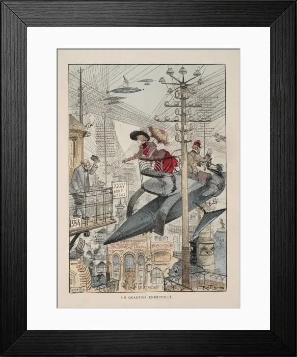 Framed Print : Illustration for Le vingtieme siecle: La vie electrique. Artist: Robida, Albert (1848-1926) Framed Print : Illustration for Le vingtieme siecle: La vie electrique. Artist: Robida, Albert (1848-1926)