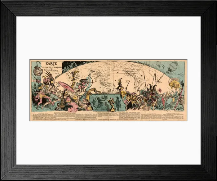 Framed Print : Carte des voyages tres extraordinaires de Saturnin Farandoul. Artist: Robida, Albert (1848-1926) Framed Print : Carte des voyages tres extraordinaires de Saturnin Farandoul. Artist: Robida, Albert (1848-1926)