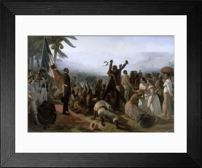 Framed Print : Proclamation of the Abolition of Slavery in the French Colonies, 27 April 1848. Artist: Biard, Francois-August (1798-1882) Framed Print : Proclamation of the Abolition of Slavery in the French Colonies, 27 April 1848. Artist: Biard, Francois-August (1798-1882)