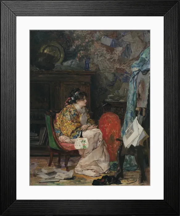 Framed Print : A model in the artists studio. Artist: Palmaroli y Gonzalez, Vicente (1834-1896) Framed Print : A model in the artists studio. Artist: Palmaroli y Gonzalez, Vicente (1834-1896)