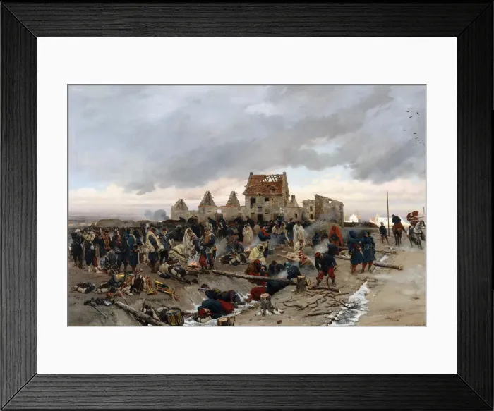 Framed Print : Bivouac at Le Bourget. Artist: Neuville, Alphonse Marie, de (1835-1885) Framed Print : Bivouac at Le Bourget. Artist: Neuville, Alphonse Marie, de (1835-1885)